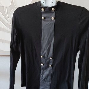 Black Long Sleeve Top with Gold Buttons